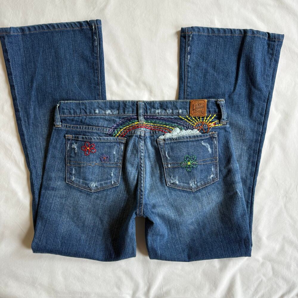 Y2K Embroidered Flare Jeans by Lucky Brand - Size 8 / 29